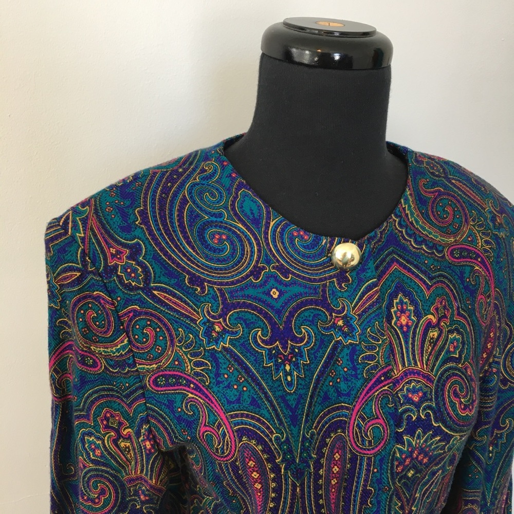 VTG 80s Norton McNaughton Paisley and Floral Blazer, 8 - Picture 4 of 13
